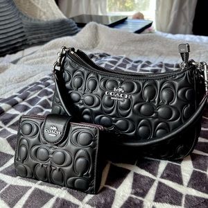 Coach Teri shoulder bag and medium corner zip wallet set
